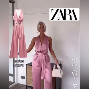 Satin Effect Jumpsuit with Belt